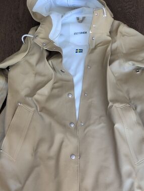 Stutterheim Sand Beige Hooded Trench Coat